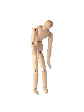 Olası bir figür ve eklemli manken bir anlık iç karışıklığı yakalar, sanatçılar için mükemmeldir ve anlamlı, duygusal eskizler yaratır. Depresyondaki tahta bir kukla, kollarını kavuşturmuş..