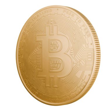 Altın bitcoin sembolü izole edildi. Bitcoin parası. 3d oluşturma