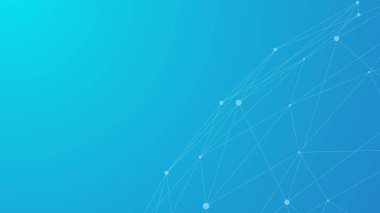 Pleksus şeklinde. Noktalar çizgilerle birleşti. Soyut dalga. Minimalist ağ. Soyut çokgen şekil. Teknoloji mavi arkaplan.