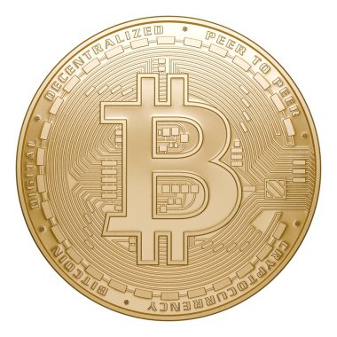 Altın bitcoin sembolü izole edildi. Bitcoin parası. 3d oluşturma