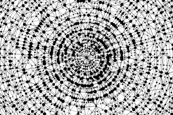 Noktalar çizgilerle birleşti. Teknoloji soyut geçmişi. Minimalist ağ fon. Soyut çokgen radyal şekil. Pleksus daireleri.