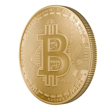 Altın bitcoin sembolü izole edildi. Bitcoin parası. 3d oluşturma