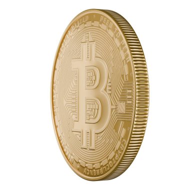 Altın bitcoin sembolü izole edildi. Bitcoin parası. 3d oluşturma