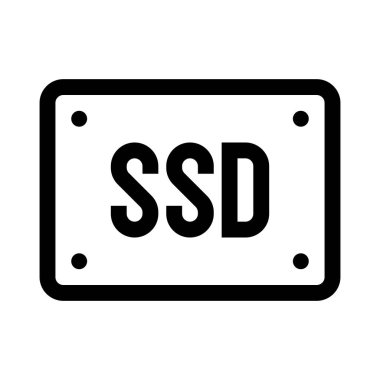 Masaüstü bilgisayarı sağlam-durum sürücüsü. SSD simgesi. Bilgisayar donanımı bileşeni. Taslak tarzı. 48x48 px