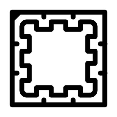 Masaüstü bilgisayar işlemcisi simgesi. Bilgisayar donanımı bileşeni. Taslak tarzı. 48x48 px