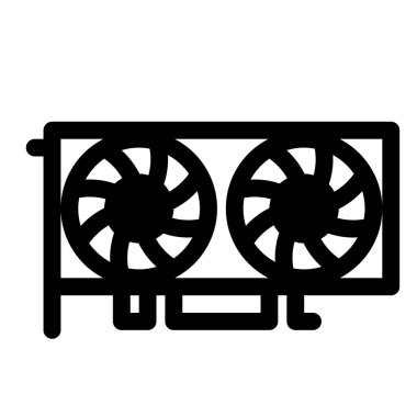 Masaüstü bilgisayar grafik kartı simgesi. İki hayran. Bilgisayar donanımı bileşeni. Taslak tarzı. 48x48 px