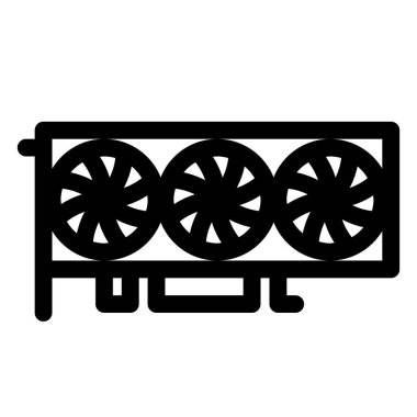 Masaüstü bilgisayar grafik kartı simgesi. Üç hayran. Bilgisayar donanımı bileşeni. Taslak tarzı. 48x48 px