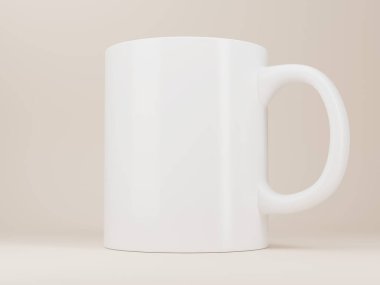 140 gram kahve kupası şablonu. Gölgeli beyaz seramik bardak. 3d oluşturma