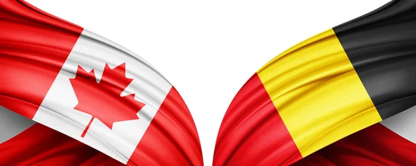 stock image Belgium and Canada Flags of the countries in the 2022 soccer world championship in Qatar-3D illustration