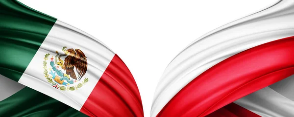2022 Dünya Futbol Şampiyonası Nda Katar Illüstrasyonunda Meksika Polonya Bayrakları — Stok fotoğraf