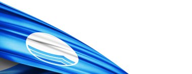 Blue flag of silk-3D illustration
