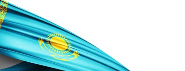 İpek-3D illüstrasyonun Kazakistan bayrağı