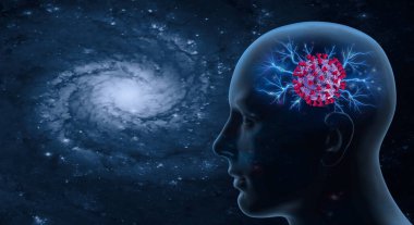 human head with Covid-19 Coronavirus ,space of Elements of this image furnished by NASA,isolated background -3d illutration