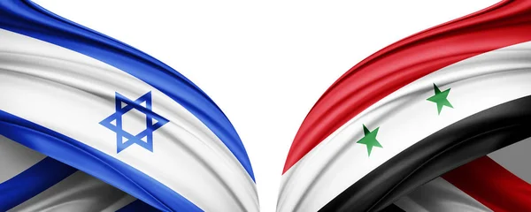 Сирія Ізраїль Прапори Шовку Ілюстрація Стокова Картинка