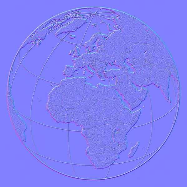 Earth globe, Normal map texture,for bump map texture 3d shaders and materials-3D illustration