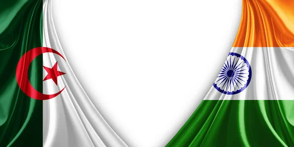Cezayir Bayrağı Ipek Beyaz Arkaplan Resimli Hindistan Bayrağı — Stok fotoğraf