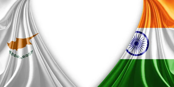 Флаг Кипра Индийский Флаг Шелка Белого Фона Иллюстрация — стоковое фото