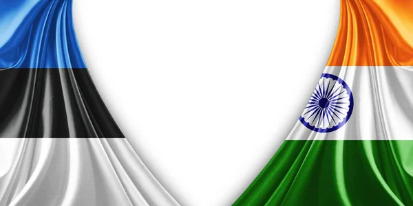 Флаг Эстонии Индийский Флаг Шелка Белого Фона Иллюстрация — стоковое фото
