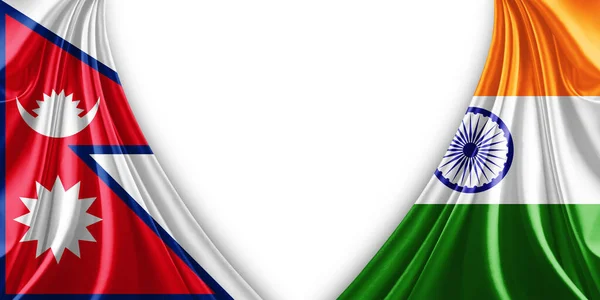 Flaga Nepalu Indyjska Flaga Jedwabiu Białego Tła Ilustracja — Zdjęcie stockowe