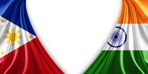 Флаг Филиппин Индийский Флаг Шелка Белого Фона Иллюстрация — стоковое фото