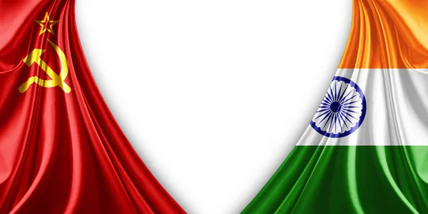 Flaga Ussr Indyjska Flaga Jedwabiu Białego Tła Ilustracja — Zdjęcie stockowe