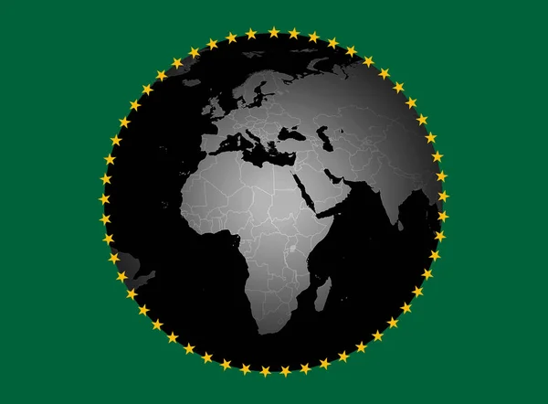 Drapeau Union Africaine Avec Carte Drapeaux Sur Fond Vert Illustration — Photo