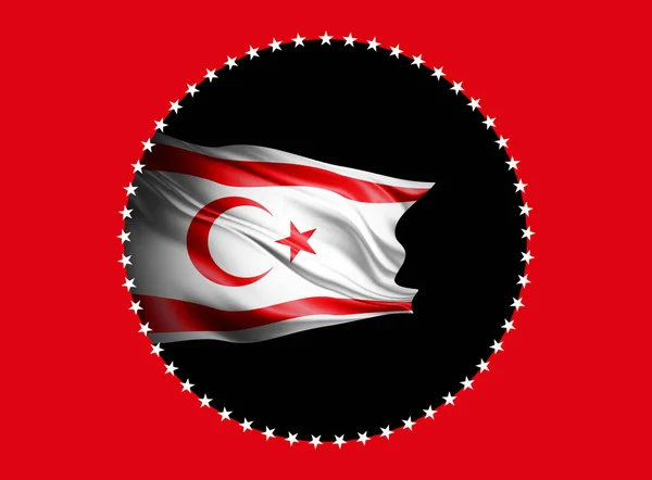 Nordzyperns Flagge Aus Seide Und Rotem Hintergrund Illustration — Stockfoto
