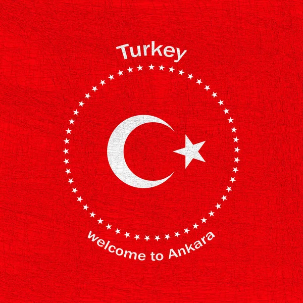 turkey flag,welcome to Ankara and red background-3D illustration