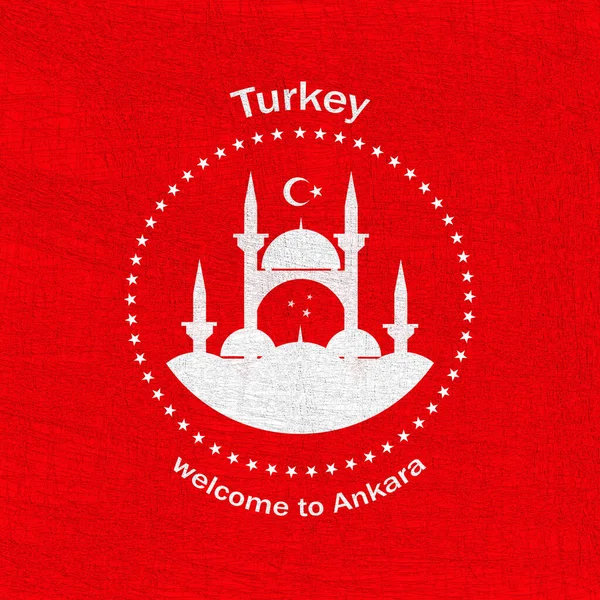 Turkey flag,welcome to Ankara and red background-3D illustration