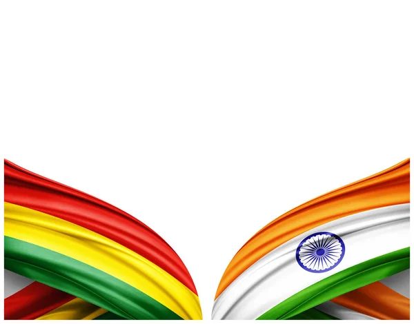 Bolivia Bandiera India Bandiera Seta Sfondo Bianco Illustrazione — Foto Stock