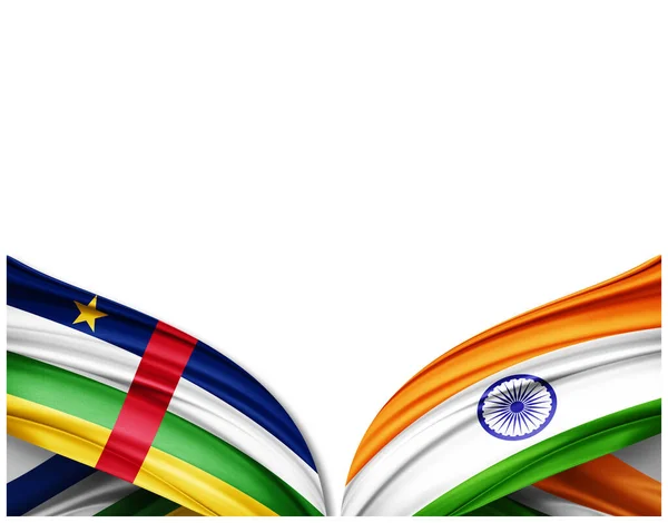 Közép Afrikai Köztársaság Zászló India Zászló Selyem Fehér Háttér Illusztráció — Stock Fotó