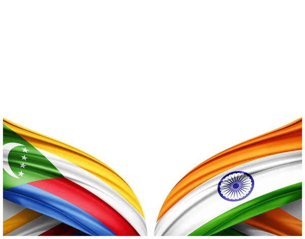 絹と白の背景のコロスの旗とインドの旗 3Dイラスト — ストック写真