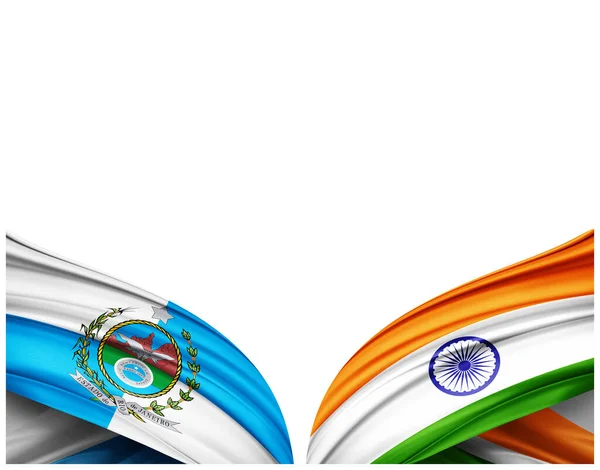 Flagge Von Rio Janeiro Brasilien Und Indien Flagge Aus Seide — Stockfoto