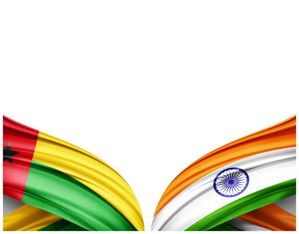 Flaga Gwinei Bissau Indyjska Flaga Jedwabiu Białego Tła Ilustracja — Zdjęcie stockowe