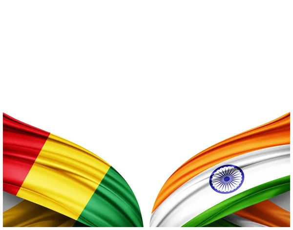 Flaga Gwinei Indyjskiej Flagi Jedwabiu Białego Tła Ilustracja — Zdjęcie stockowe