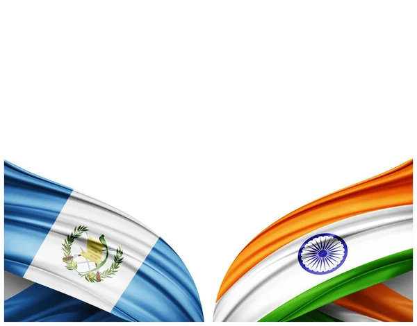 グアテマラの国旗とインドの絹と白の背景 3Dイラスト — ストック写真