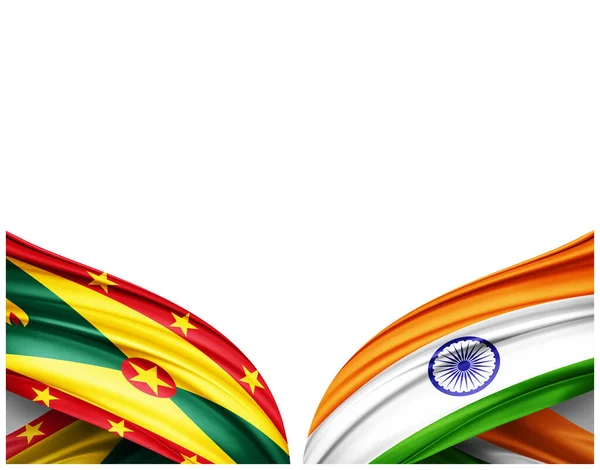 Flaga Grenady Indyjska Flaga Jedwabiu Białego Tła Ilustracja — Zdjęcie stockowe