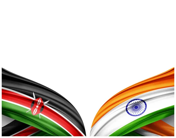 Flaga Kenii Indyjska Flaga Jedwabiu Białego Tła Ilustracja — Zdjęcie stockowe