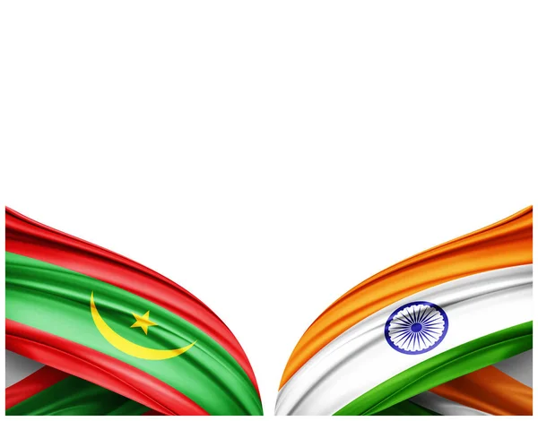 Прапор Мавританії Прапор Індії Шовкового Білого Фону Ілюстрація — стокове фото
