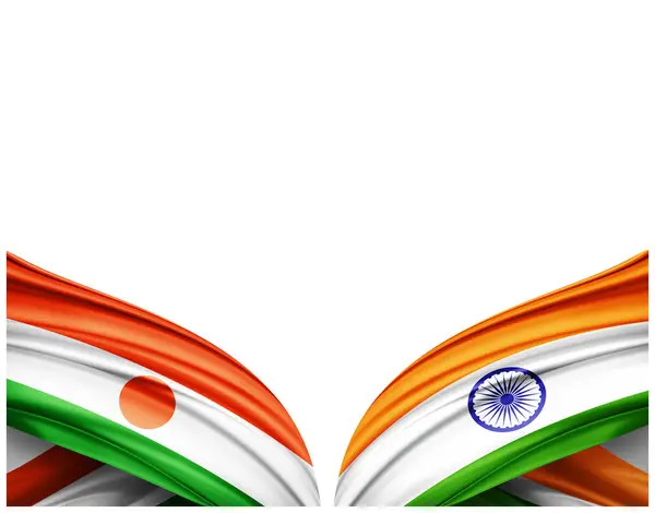Nijer Bayrağı Ipek Beyaz Arka Planda Hindistan Bayrağı Illüstrasyon — Stok fotoğraf