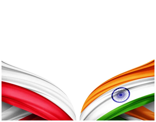 Bandeira Polônia Índia Bandeira Seda Fundo Branco Ilustração — Fotografia de Stock