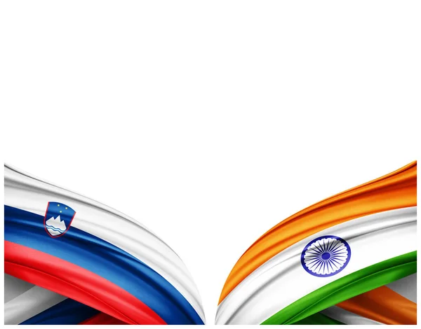 Flaga Słowenii Indii Flaga Jedwabiu Białego Tła Ilustracja — Zdjęcie stockowe
