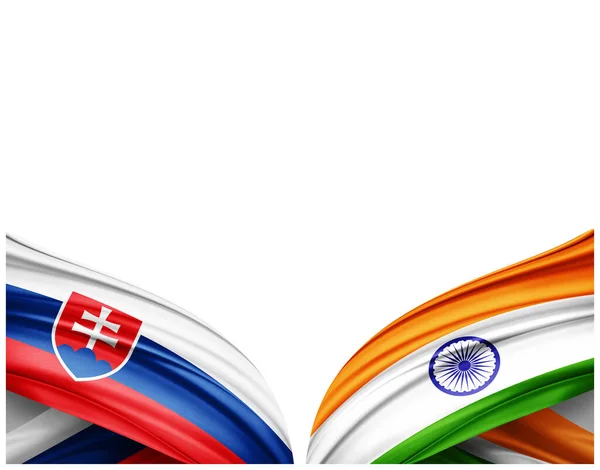 Bandera Eslovaquia Bandera India Seda Fondo Blanco Ilustración — Foto de Stock