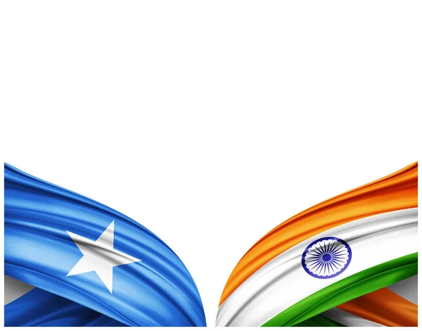 Somali Bayrağı Ipek Beyaz Arkaplanlı Hindistan Bayrağı Boyutlu Illüstrasyon — Stok fotoğraf