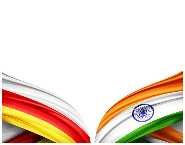 Σημαία Νότιας Οσετίας Και Σημαία Ινδίας Από Μετάξι Και Λευκό — Φωτογραφία Αρχείου