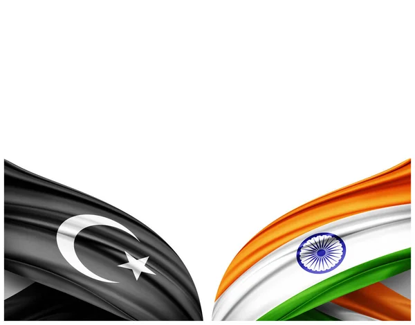 Bandeira Estrela Crescente Símbolo Religião Islâmica Bandeira Índia Seda Fundo — Fotografia de Stock