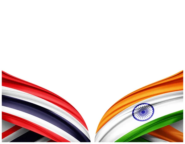 Thailand Flag India Flag Silk White Background Illustration — Stock Photo, Image