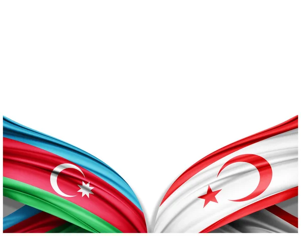 Azerbejdżan Turecka Republika Cypru Północnego Flagi Jedwabiu Białego Tła Ilustracja — Zdjęcie stockowe