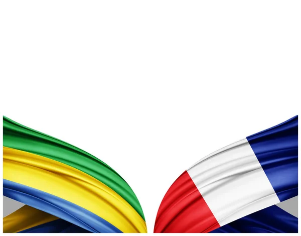 Gabon Bandiere Francesi Seta Sfondo Bianco Illustrazione — Foto Stock