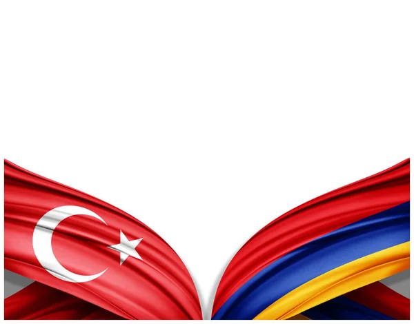 Σημαίες Από Μετάξι Και Λευκό Φόντο Τουρκίας Και Αρμενίας Illustration — Φωτογραφία Αρχείου